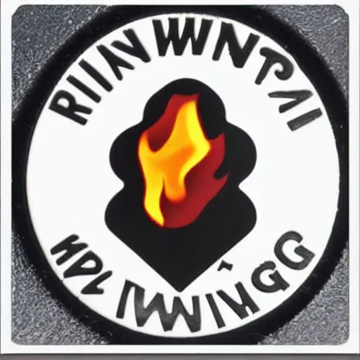 Prompt: an award - winning photo of a retro minimalistic clean fire warning enamel pin