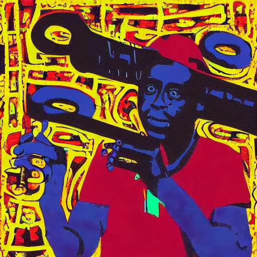 Image similar to miles davis in the style of daniel johnston, 4k