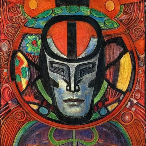 head of a beautiful machine shaman wearing a mask made | Stable ...