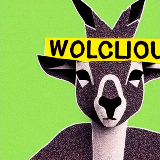 Image similar to a kangaroo holding a sign made out of steel with the phrase [ welcome to australia ] carved on it, digital art, by stefan sagmeister