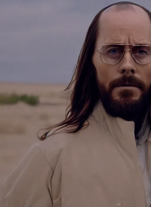 Prompt: film still of jared leto as heisenberg in breaking bad, 4 k