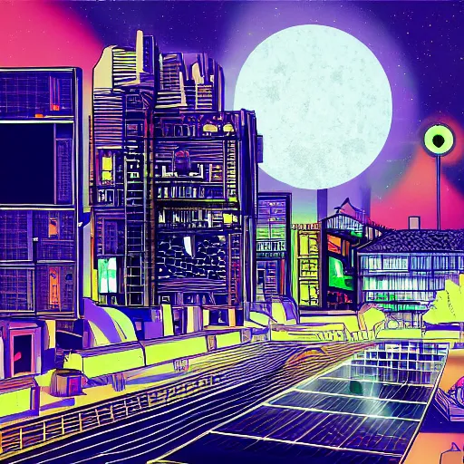 Image similar to A solar punk city, digital art