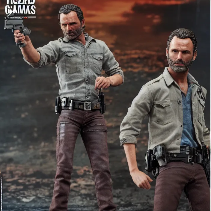 Image similar to a hot toys figure of rick grimes, figurine, detailed product photo