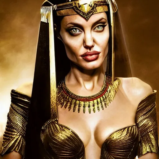 Image similar to an amazing award winning photo of angelina jolie as cleopatra, beautiful masterpiece