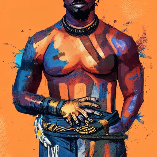 Image similar to a matte painting of killmonger, drip, stylish, paint pour, by sachin teng