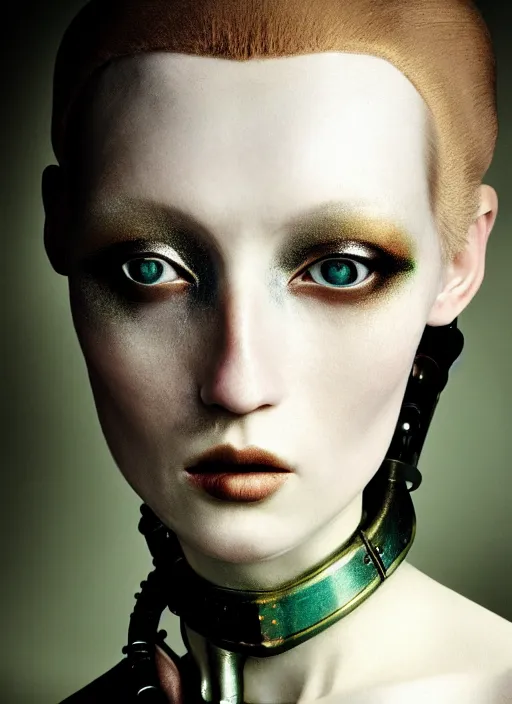 Image similar to close - up portrait of beautyful female android steampunk by paolo roversi,