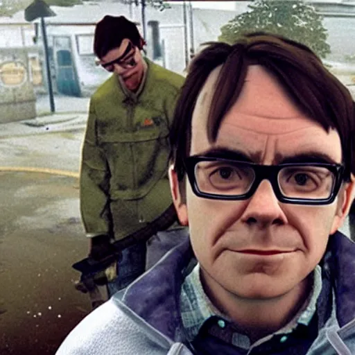 Prompt: Rivers Cuomo as a character in Half-Life 2 (2004)