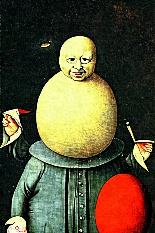 Image similar to hieronymus bosch painting of humpty dumpty