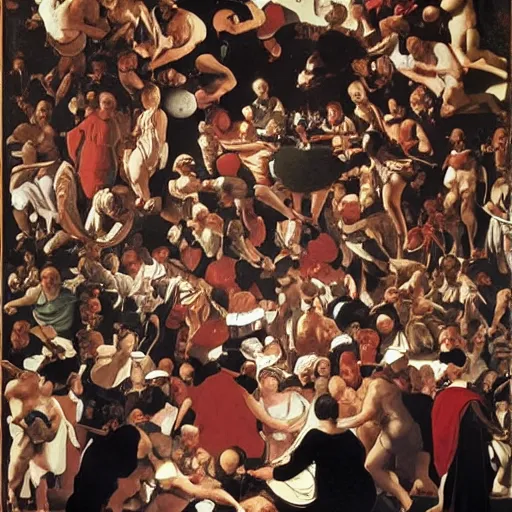 Prompt: a photo of where's wally, by caravaggio