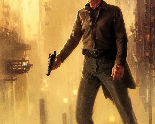 Image similar to 2 0 1 8 blade runner movie very very young clint eastwood in his youth western look at the cityscape from roof perfect face fine realistic face pretty face reflective polymer suit tight neon puffy jacket blue futuristic sci - fi elegant by denis villeneuve tom anders zorn hans dragan bibin thoma greg rutkowski ismail inceoglu illustrated sand storm alphonse mucha