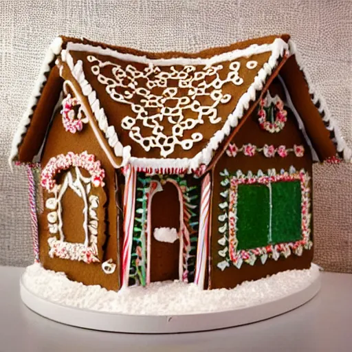 Image similar to a miniature gingerbread house version of the taj mahal,