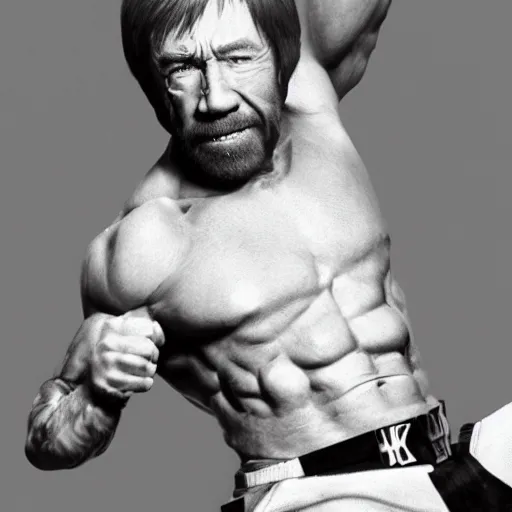 Image similar to a high detail, fully body shot of Chuck Norris wearing a tutu, render, cgsociety, photorealism