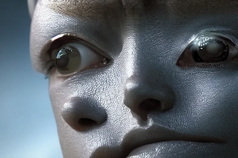 Image similar to VFX movie of a futuristic robot closeup in war zone, natural lighting by Emmanuel Lubezki