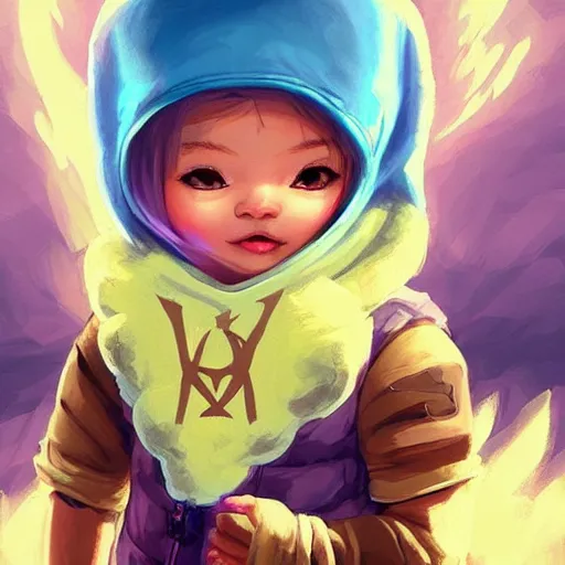 Image similar to baby Angel cherub, ski mask, balaclava, wearing angel halo covered face, hoodie, hip hop golden necklace fantasy art apex fortnite Video game icon, 2d game art gta5 cover , official fanart behance hd artstation by Jesper Ejsing, by RHADS, Makoto Shinkai and Lois van baarle, ilya kuvshinov, rossdraws