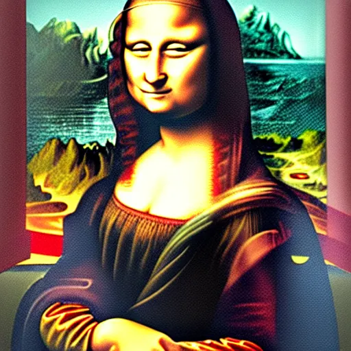 Prompt: mona lisa evil grin, digital painting