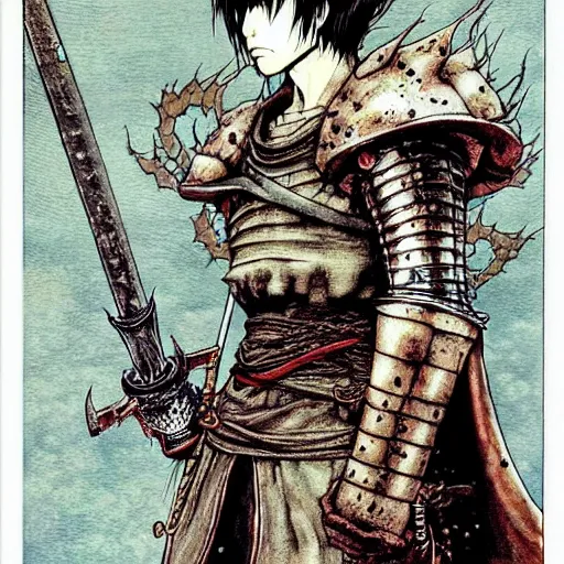 Image similar to prompt : portrait of darksouls character painted in miyazaki color style drawn by katsuhiro otomo and takato yamamoto, inspired by fables, china doll face, smooth face feature, intricate oil painting, high detail, sharp high detail, manga and anime 2 0 0 0