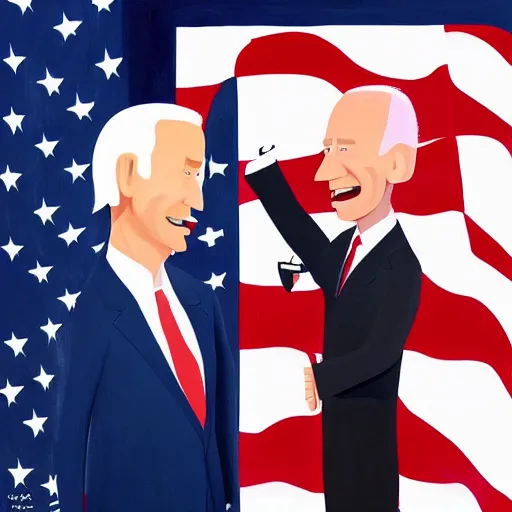 Prompt: painting of Joe Biden by Goro Fujita