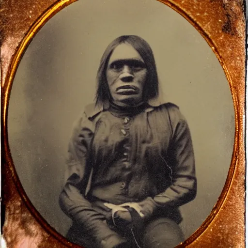 Prompt: tintype photo of a monster