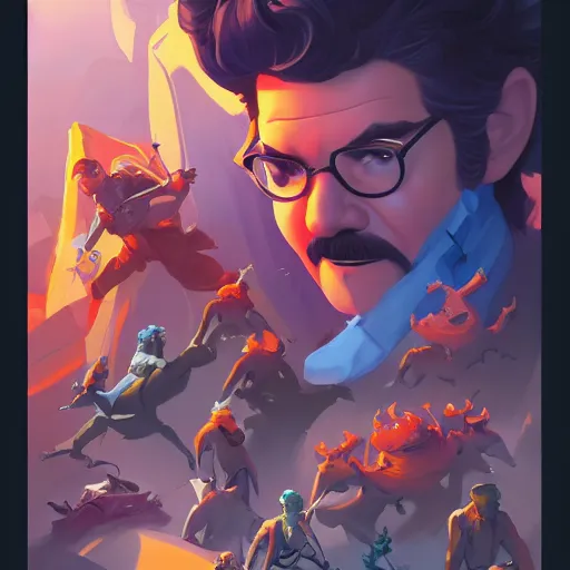 Image similar to hero world george lucas, behance hd by jesper ejsing, by rhads, makoto shinkai and lois van baarle, ilya kuvshinov, rossdraws global illumination