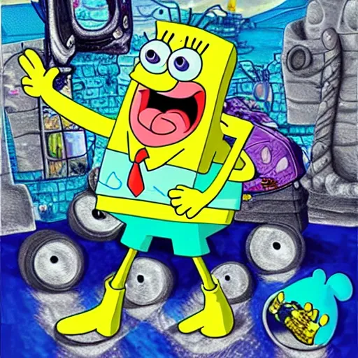 Image similar to spongebobpunk. hyperdetailed photorealism