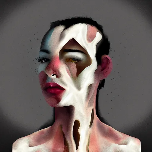 Image similar to half human half milk, digital art,