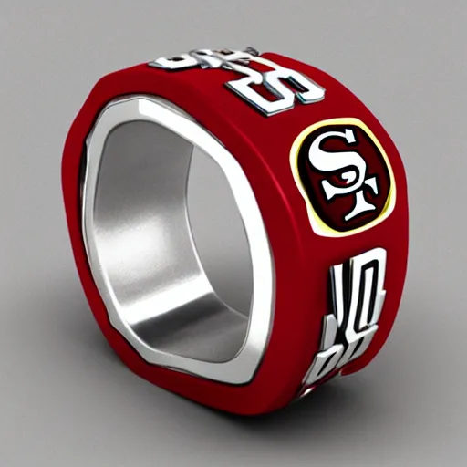 Prompt: San Francisco 49ers championship ring, diamonds, ultradetailed, 4k, trending on artstation, devianart and cgsociety, concept art