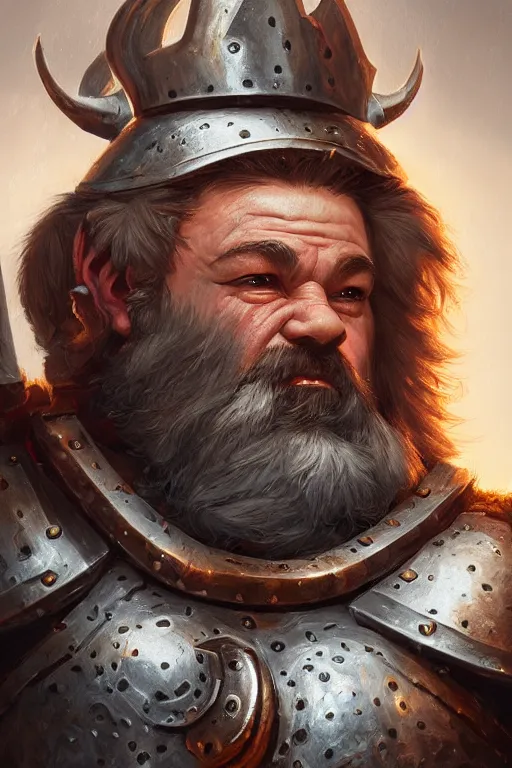 Image similar to dwarf knight portrait, highly detailed, d & d, fantasy, highly detailed, digital painting, trending on artstation, concept art, sharp focus, illustration, global illumination, ray tracing, realistic shaded, art by artgerm and greg rutkowski and fuji choko and viktoria gavrilenko and hoang lap