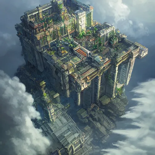 Image similar to cloudworld, cloud palace, cloude buildings, paradise, artstation