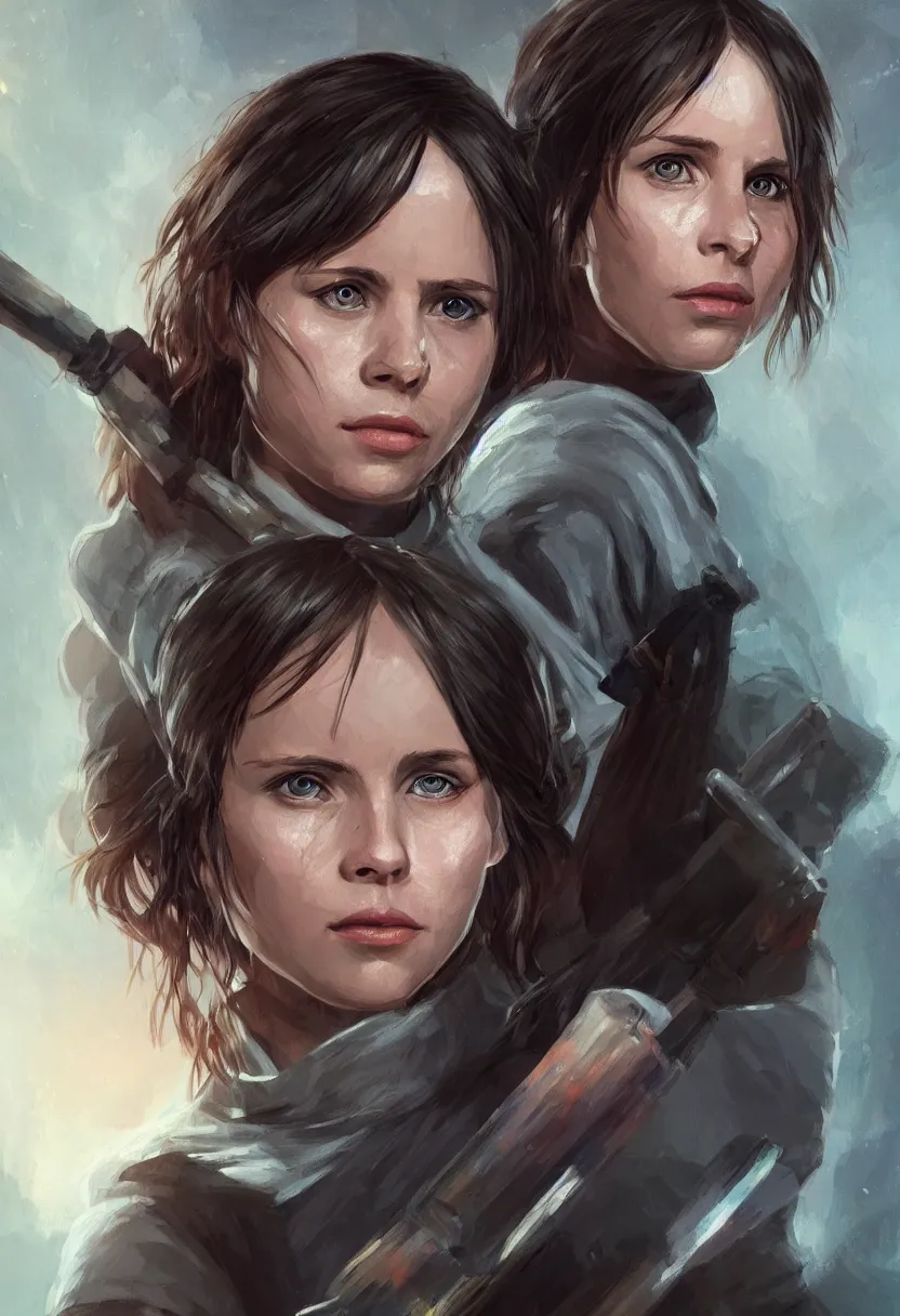 Image similar to portrait of jyn erso with ripped uniform in a glowing cave holding a sparking sword, portrait, profile posing, perfect anatomy, hyper photorealistic, digital photography, artstation, concept art