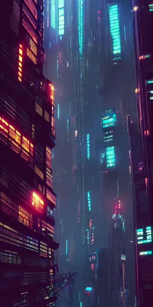 Image similar to epic cyberpunk cityscape : : blade runner, james guilleard, beeple, laurie greasley, dan mcpharlin : : ornate, dynamic, particulate, rich colors, intricate, elegant, highly detailed, centered, artstation, smooth, sharp focus, octane render, 3 d