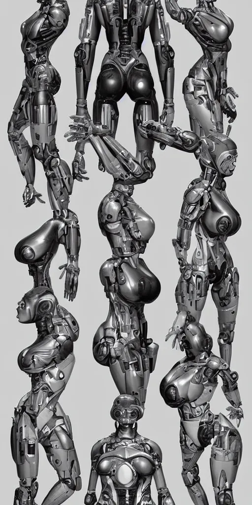Prompt: symmetry!! cyborg female bust with cybernetic implants, gun metal grey, mecha, three - perspective / three - view reference sheet ( front / back / side ), muscles reference art, bionic, digital art, in the style of amanda lilleston, luka mivsek, bryan christie, artstation, pinterest, deviantart, photoshop, unreal engine