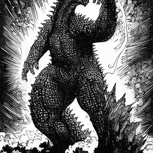 Prompt: godzilla by alan moore