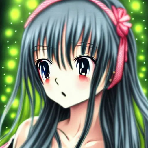 Image similar to anime girl wrapped up in nori, anime art, beautiful, cute