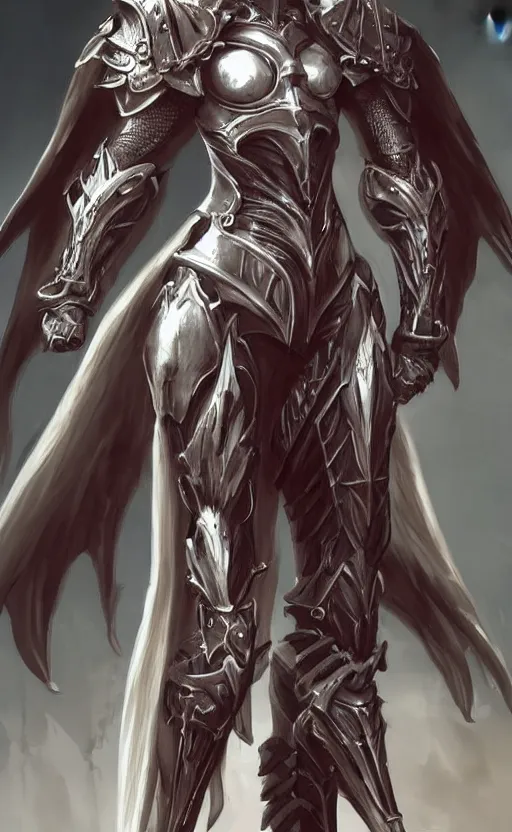 Image similar to Fantasy Concept character art of a angel female in biomechanical knight armor. By artstation trending. Highly detailed