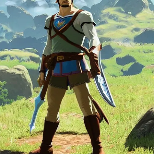 Image similar to Henry Cavill as Link in The Legend of Zelda Breath of the Wild