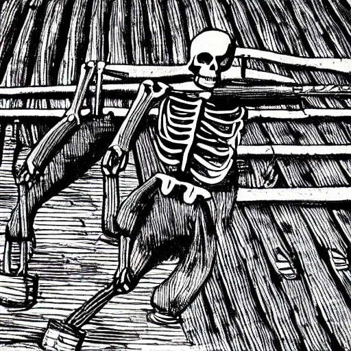 Prompt: a farmer skeleton working his field, soviet propaganda