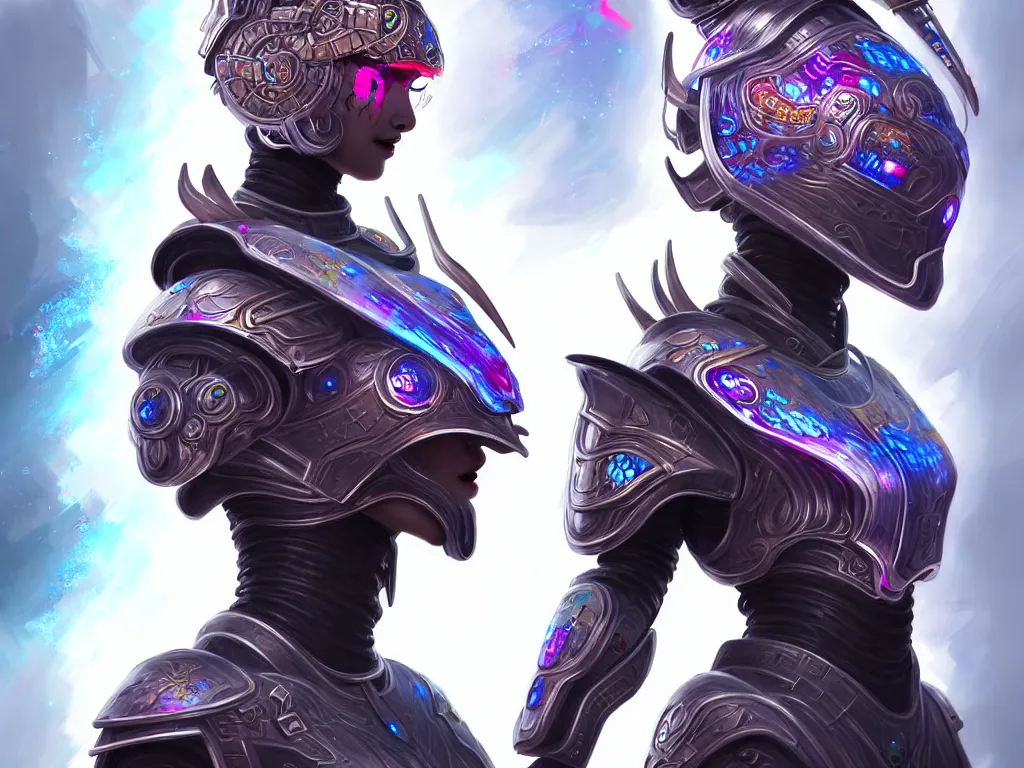 Image similar to portrait futuristic knights of zodiac armor girl, abstract chinese dragon character concept, at future neon tokyo light rooftop, ssci - fi and fantasy, intricate and very very beautiful and elegant, highly detailed, digital painting, artstation, concept art, smooth and sharp focus, illustration, art by tan zi and ayanamikodon and alphonse mucha and wlop
