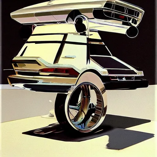 Prompt: concept art for a car unicycle, painted by syd mead, high quality