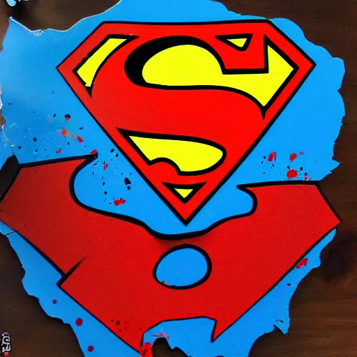 Image similar to die cut sticker, luffy is superman, splatter paint on paper