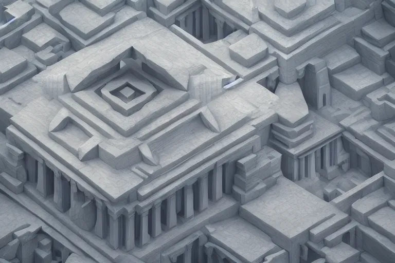 Image similar to depthmap of geometric ancient temple, elegant, highly detailed, smooth, sharp focus, beautiful, geometric, trending on artstation, cinematic, artwork by WLOP