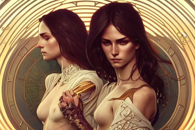 Image similar to symmetry!! intense fanart of acotar protagonist, intricate, elegant, highly detailed, my rendition, digital painting, artstation, concept art, smooth, sharp focus, illustration, art by artgerm and greg rutkowski and alphonse mucha