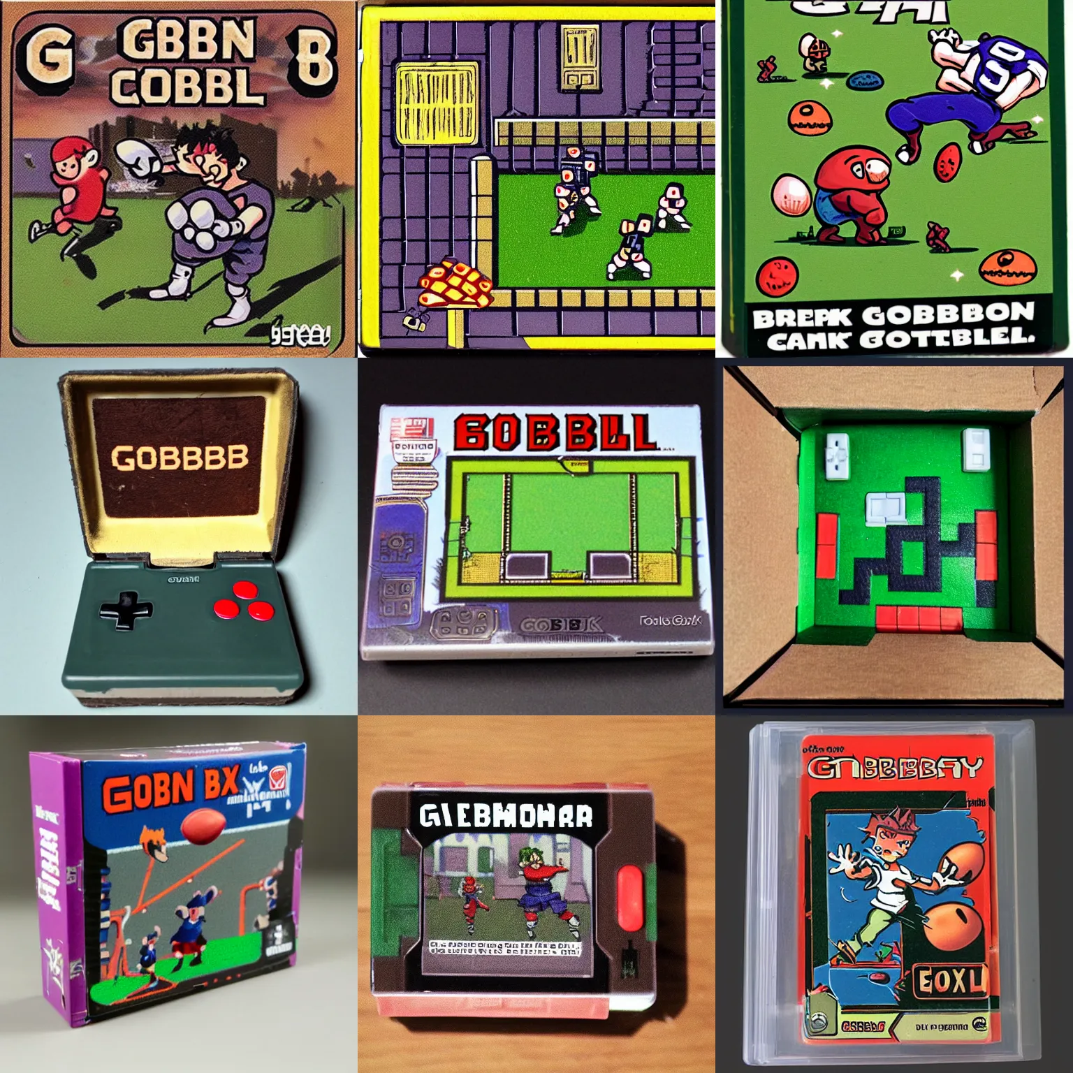 Prompt: box for the gameboy game of goblin football