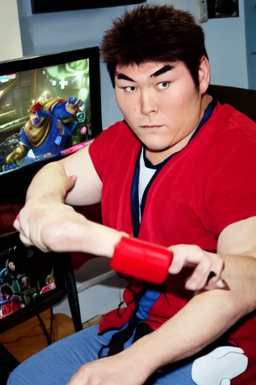 Image similar to Ryu from Street Fighter playing Video Games