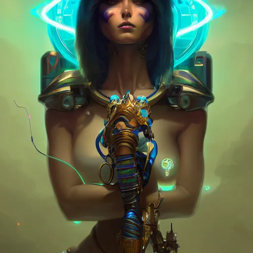 Image similar to a portrait of a beautiful cybernetic cleopatra, cyberpunk concept art by pete mohrbacher and wlop and artgerm and josan gonzales, digital art, highly detailed, intricate, sci-fi, sharp focus, Trending on Artstation HQ, deviantart, unreal engine 5, 4K UHD image