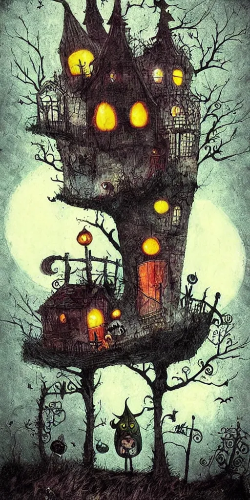 Prompt: a halloween scene by alexander jansson