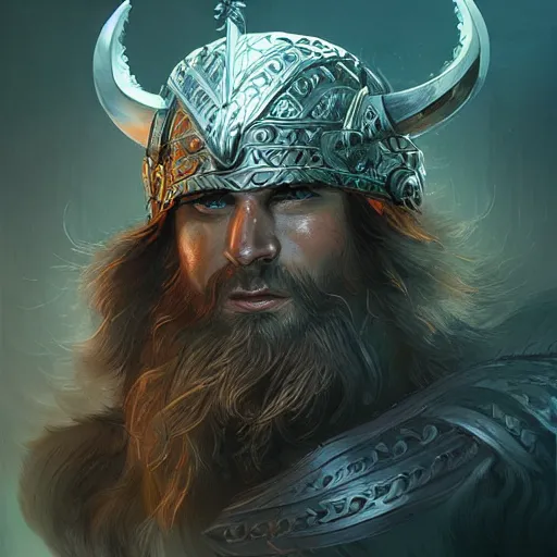 Prompt: a viking king, intricate, highly detailed, digital painting, artstation, concept art, sharp focus, illustration, art by Ross tran