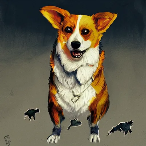 Prompt: zombie corgi geog darrow greg rutkowski