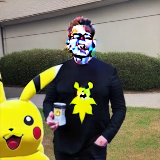 Prompt: elon musk with a pikachu costume