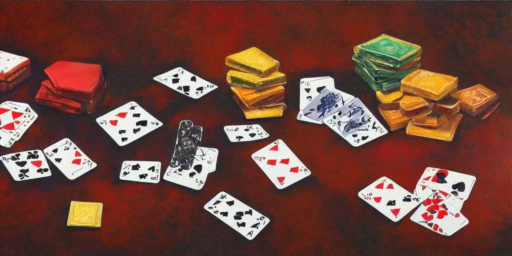 Prompt: impressive card shuffling, oil painting