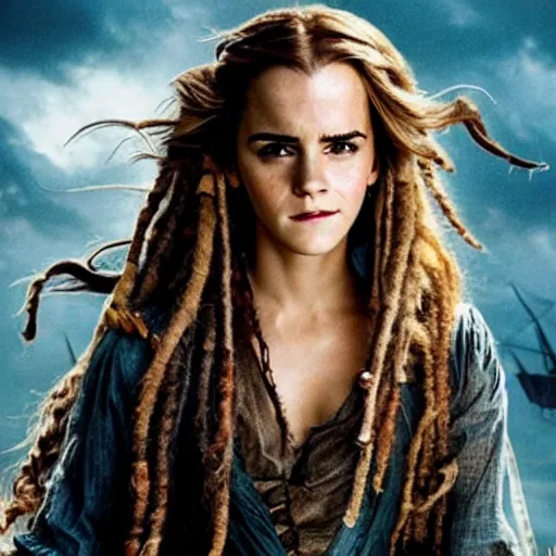 Image similar to A still of Emma Watson in Pirate's of the Caribbean movie